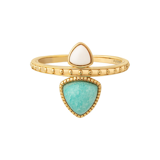 cai Ring 925/- Sterling Silber vergoldet Amazonit