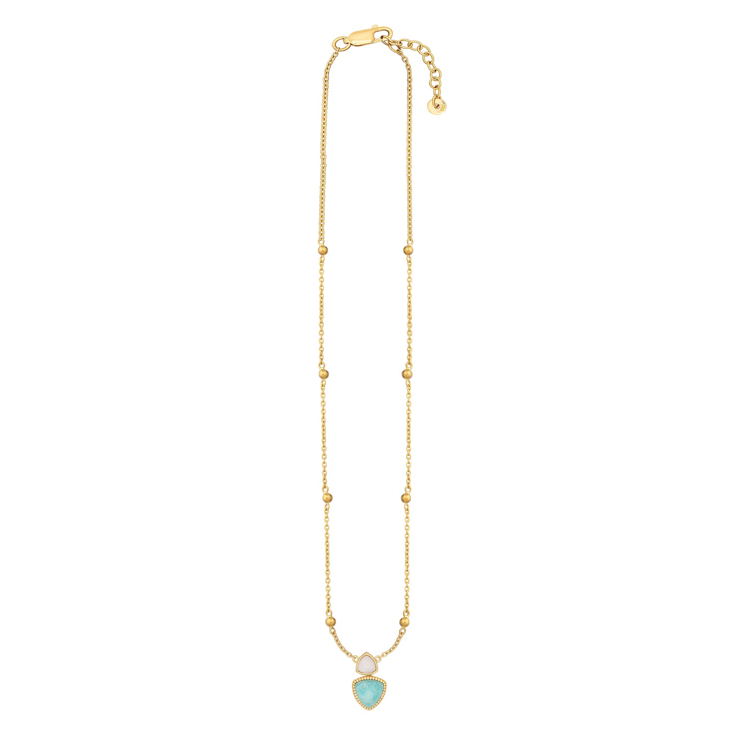 cai Collier Ankerkette 925/- Sterling Silber vergoldet 45,0cm Amazonit