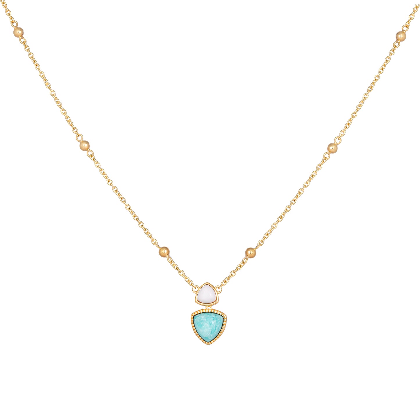 cai Collier Ankerkette 925/- Sterling Silber vergoldet 45,0cm Amazonit