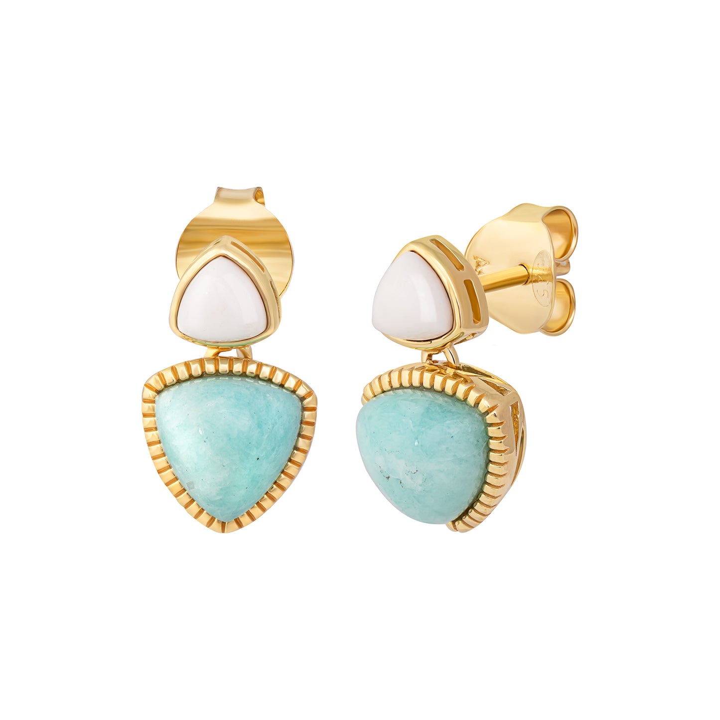 cai Ohrstecker 925/- Sterling Silber vergoldet 1,5cm Amazonit