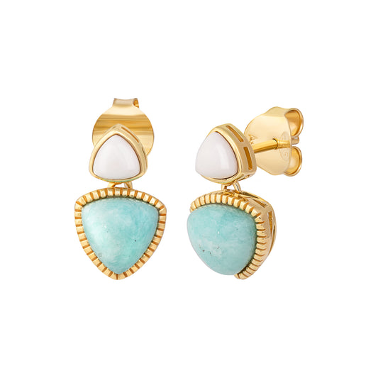 cai Ohrstecker 925/- Sterling Silber vergoldet 1,5cm Amazonit