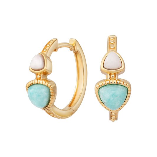 cai Ohrringe 925/- Sterling Silber vergoldet 1,8cm Amazonit