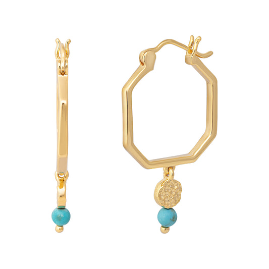 cai Creolen 925/- Sterling Silber vergoldet 2,7cm Howlith