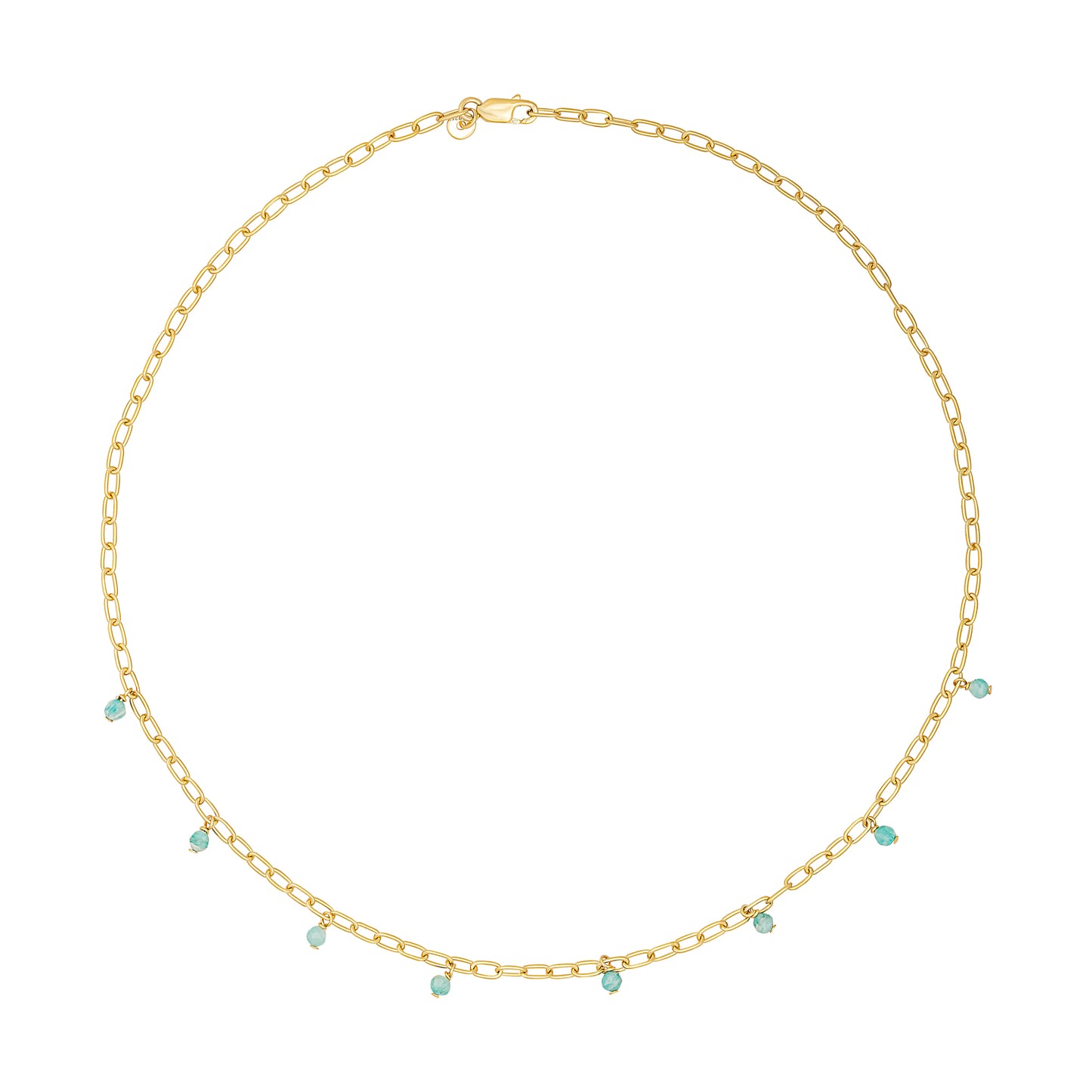 cai Collier Ankerkette 925/- Sterling Silber vergoldet 43cm Amazonit