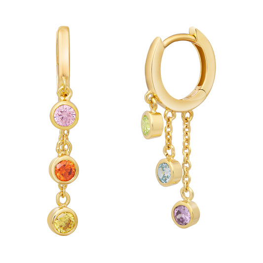 cai Creolen 925/- Sterling Silber vergoldet 4,0cm Zirkonia