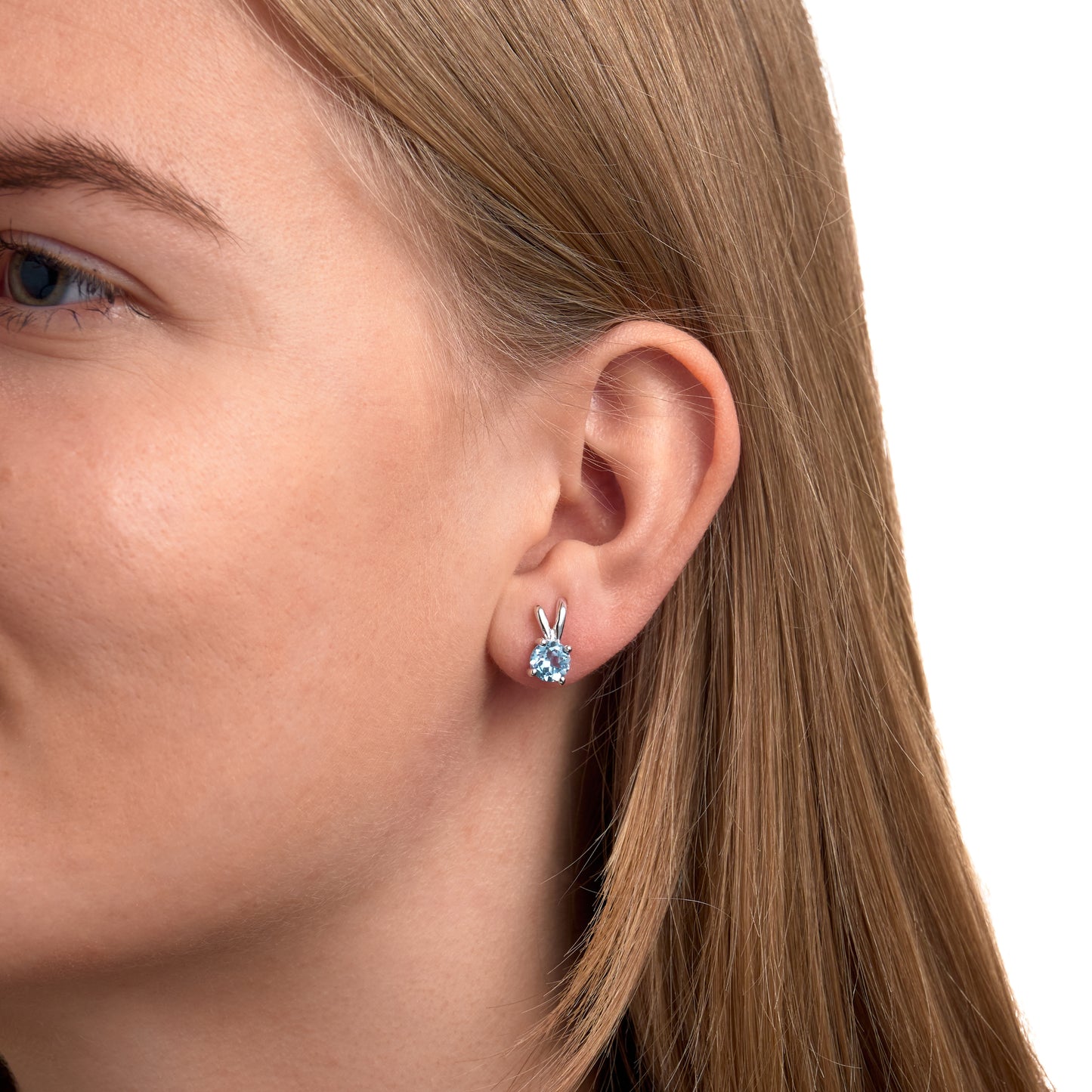 Ohrringe 925/- Sterling Silber rhodiniert 1,25cm Blautopas beh.