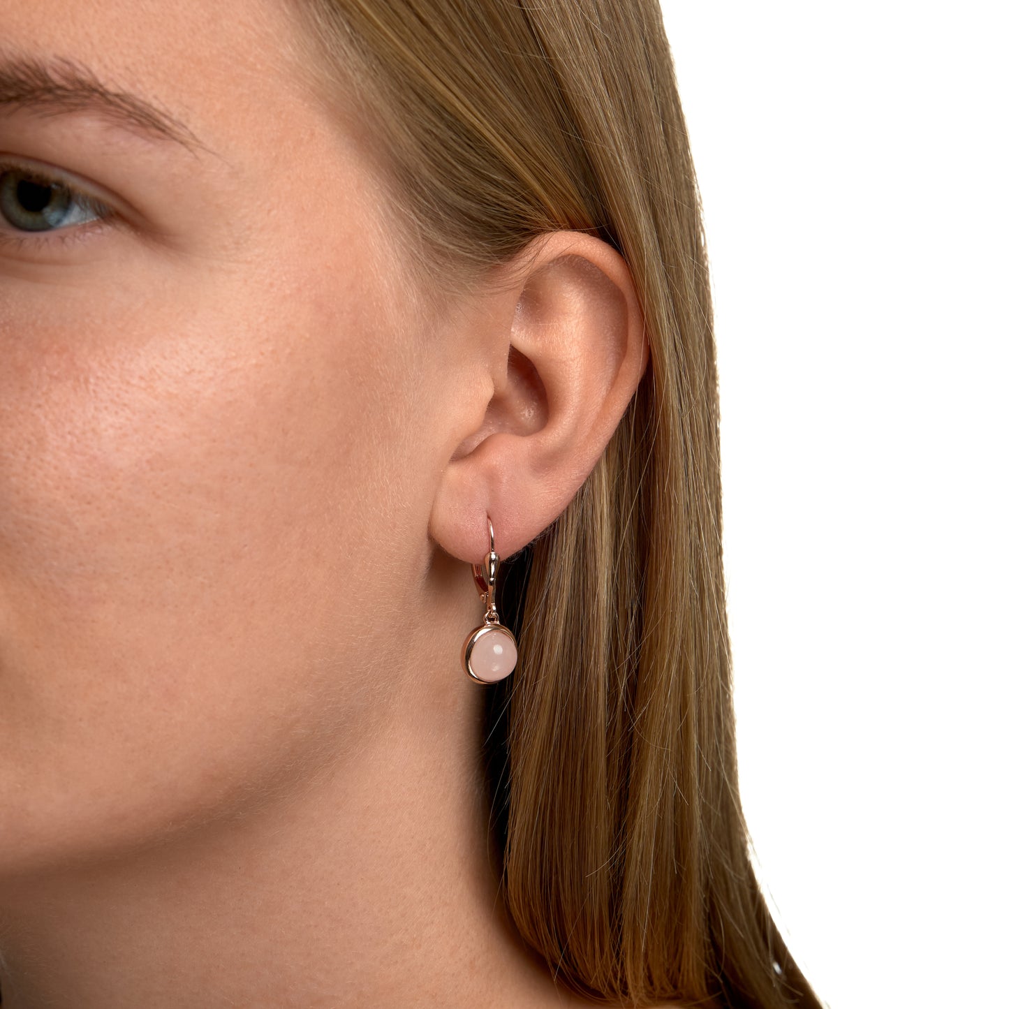 Ohrringe 925/- Sterling Silber rotvergoldet 2,7cm Rosenquarz