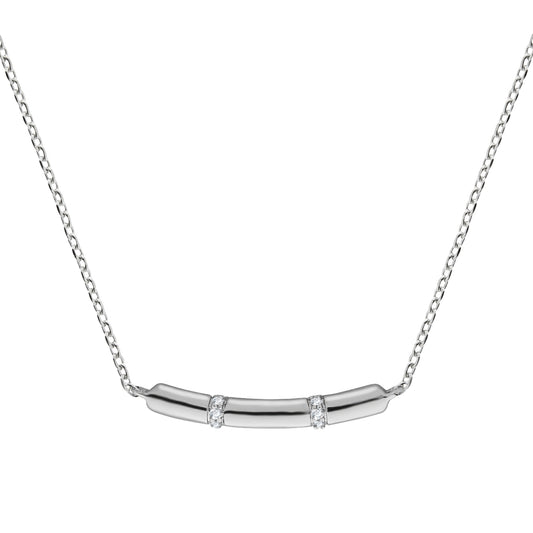 Collier 375 Weißgold Diamant Ankerkette 375/- Gold rhodiniert (teil) 45,0cm Diamant 0,020ct