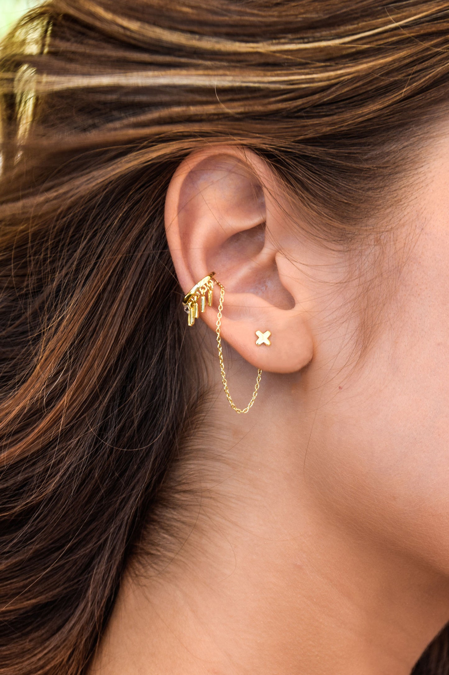 cai Single Ohrring 925/- Sterling Silber vergoldet 5,0cm ohne