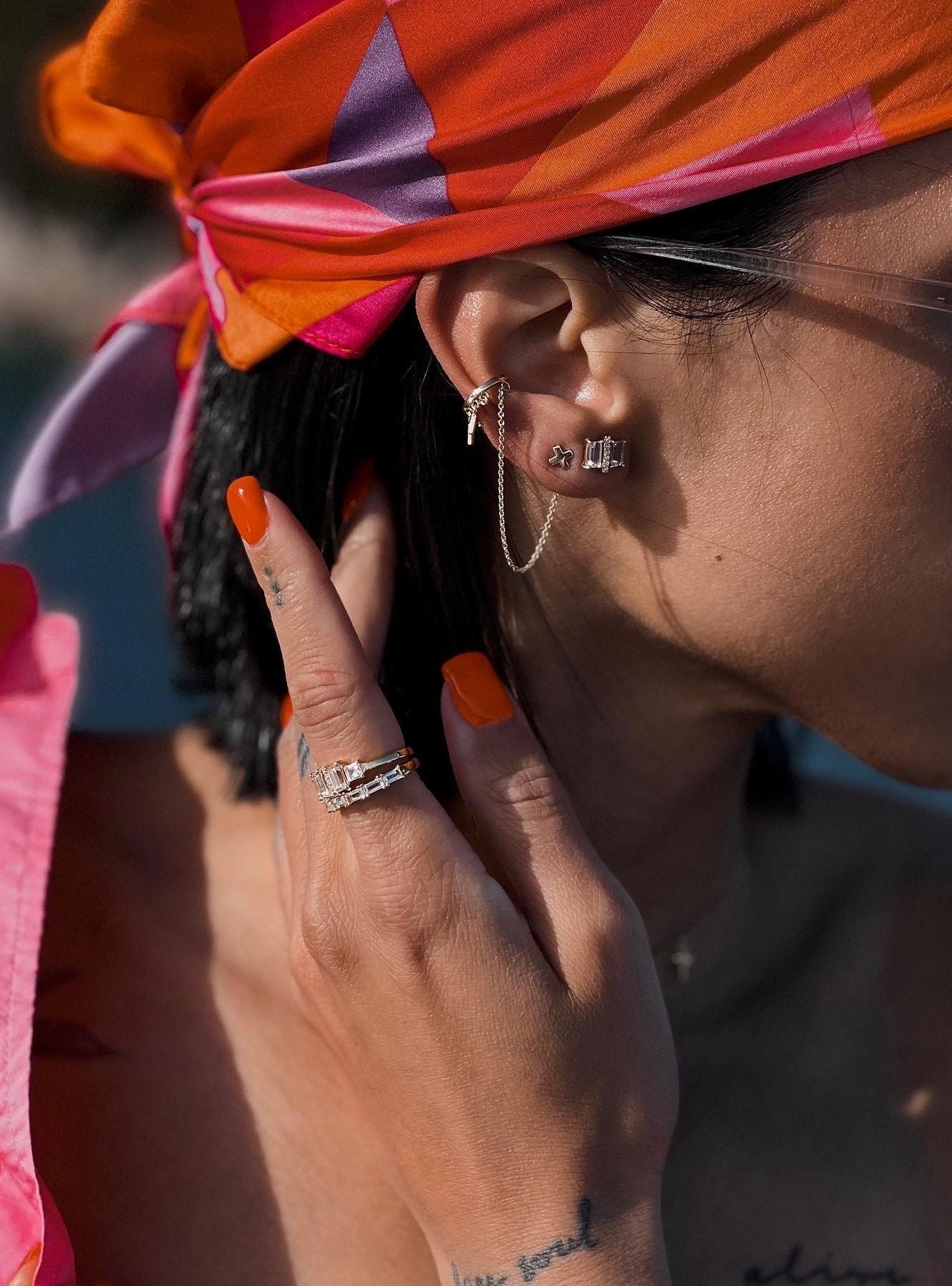 cai Single Ohrring 925/- Sterling Silber vergoldet 5,0cm ohne