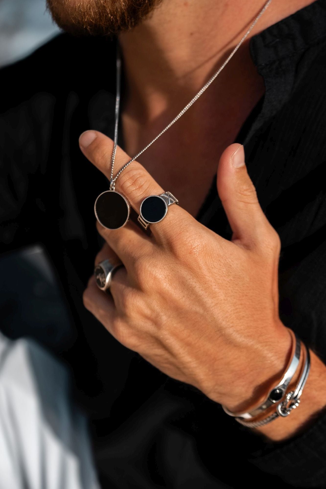 cai Ring 925/- Sterling Silber oxidiert Onyx