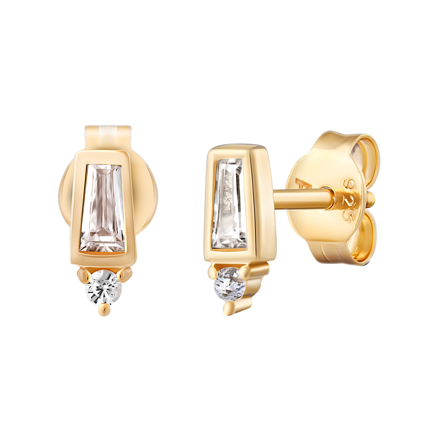 cai Ohrstecker 925/- Sterling Silber vergoldet 0,6cm Zirkonia