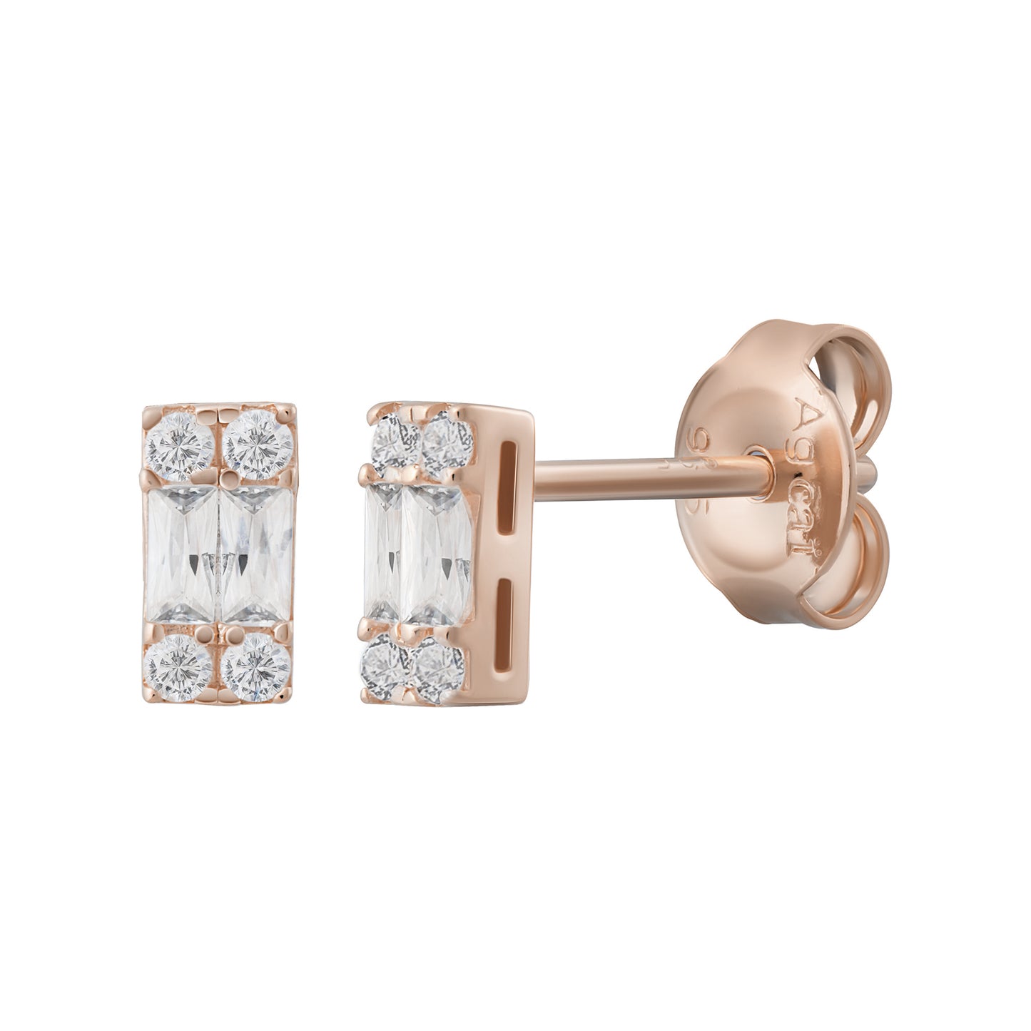 cai Ohrstecker 925/- Sterling Silber rotvergoldet 0,5cm Zirkonia