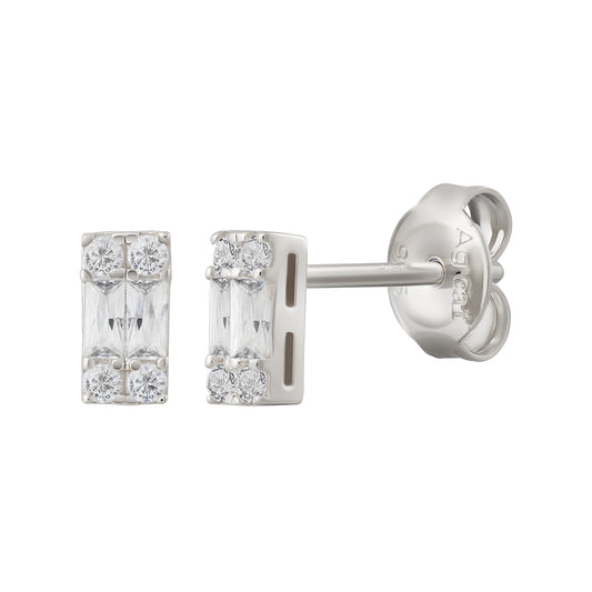 cai Ohrstecker 925/- Sterling Silber rhodiniert 0,5cm Zirkonia