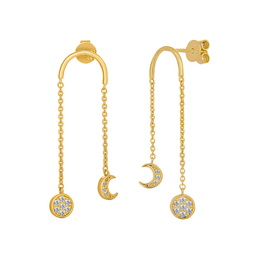 cai Ohrringe 925/- Sterling Silber vergoldet 3,5cm Zirkonia