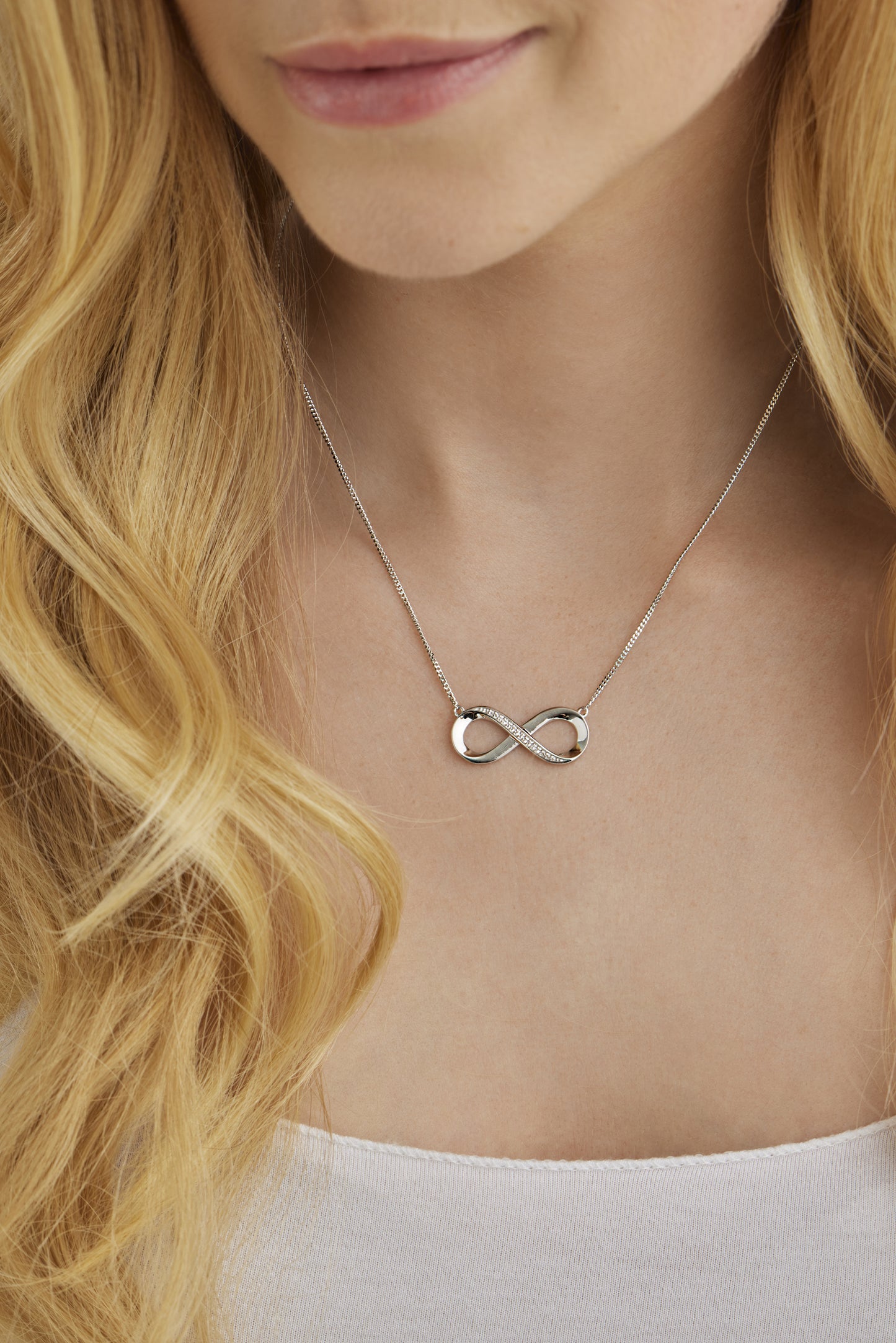 cai Halskette Flachpanzerkette 925/- Sterling Silber rhodiniert 45,0cm Topas 0,068ct