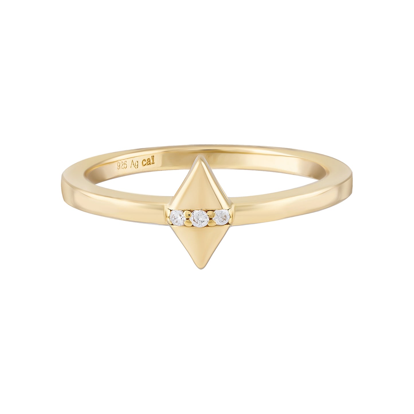 cai Ring 925/- Sterling Silber vergoldet Zirkonia