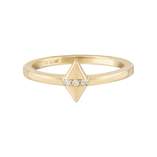 cai Ring 925/- Sterling Silber vergoldet Zirkonia