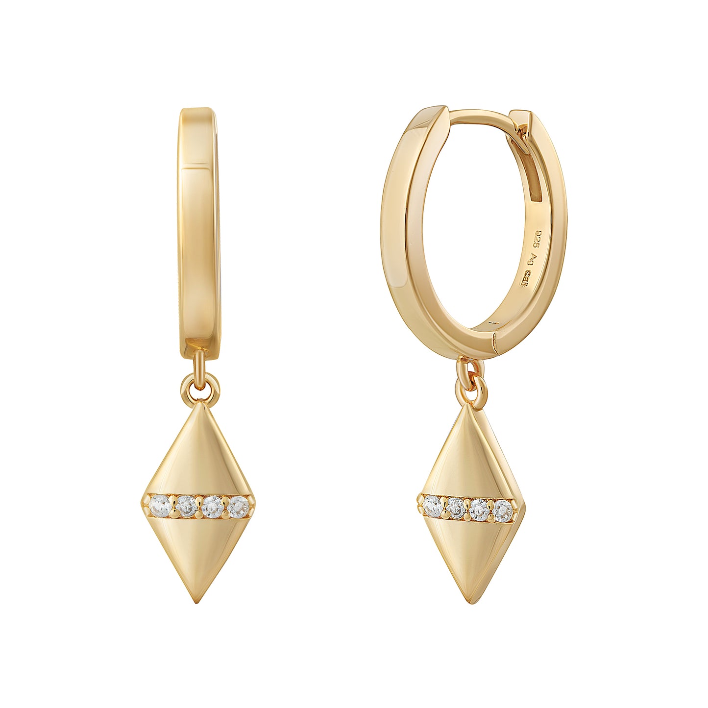 cai Creolen 925/- Sterling Silber vergoldet 2,5cm Zirkonia