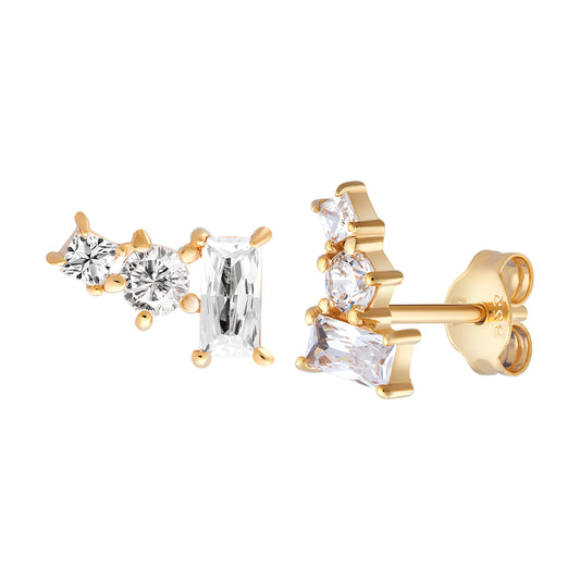 cai Ohrstecker 925/- Sterling Silber vergoldet 0,7cm Zirkonia