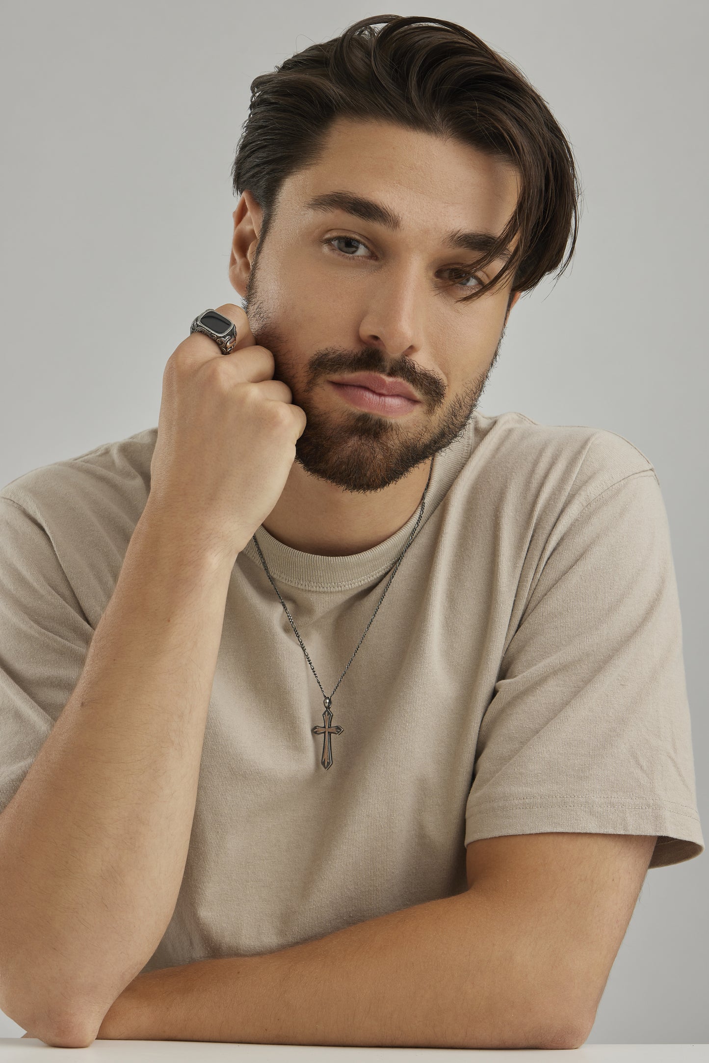 cai Ring 925/- Sterling Silber oxidiert Onyx 3,500ct