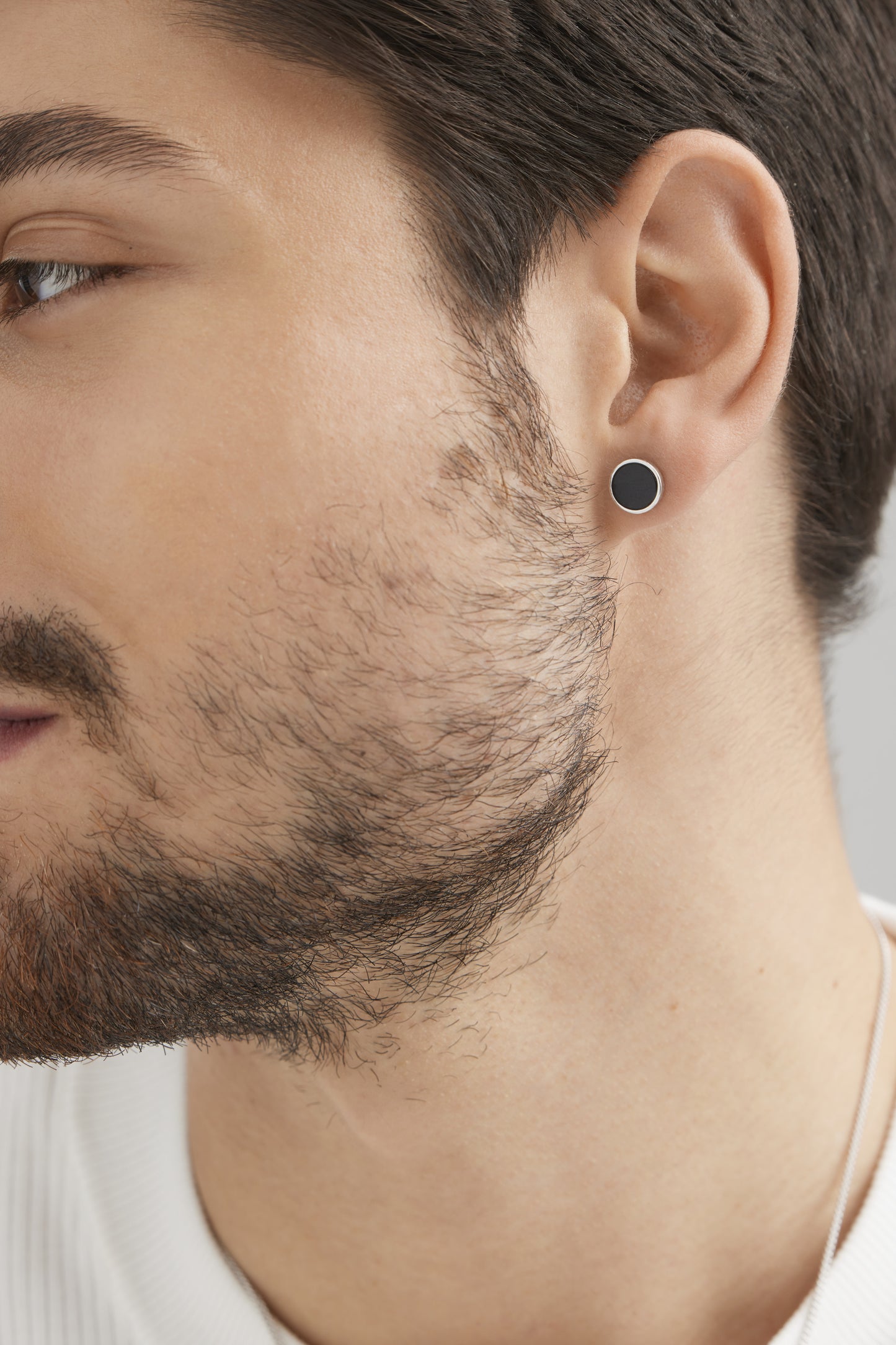 cai Single-Ohrstecker 925/- Sterling Silber rhodiniert 0,9cm Onyx 0,200ct