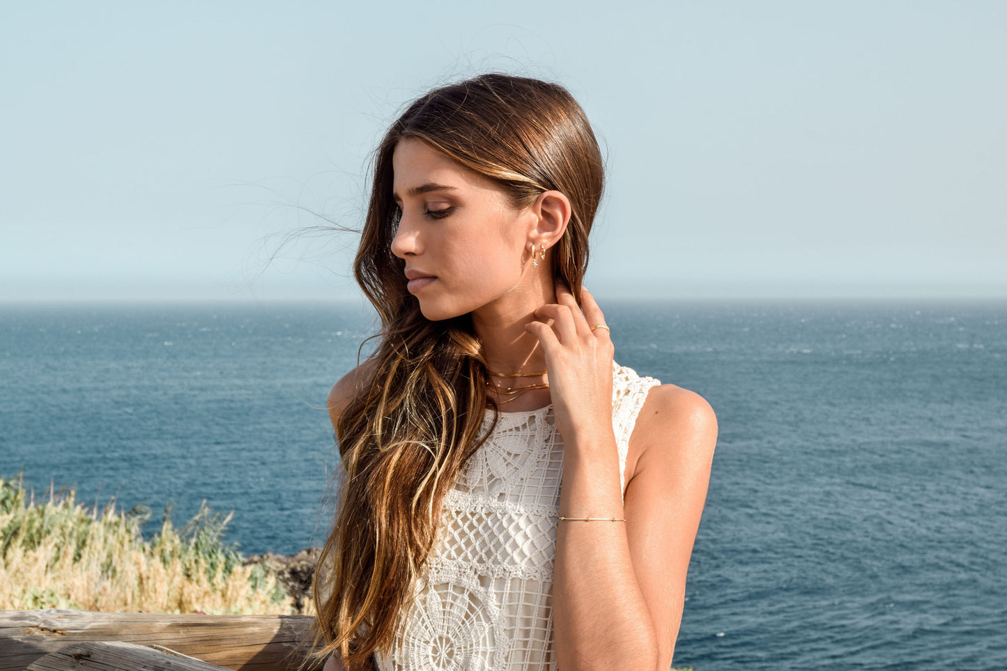 cai Creole 925/- Sterling Silber vergoldet 2,2cm Zirkonia