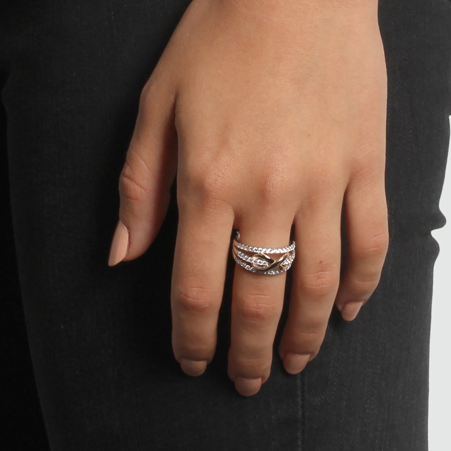 Ring 925/- Sterling Silber rotvergoldet (teil) Zirkonia