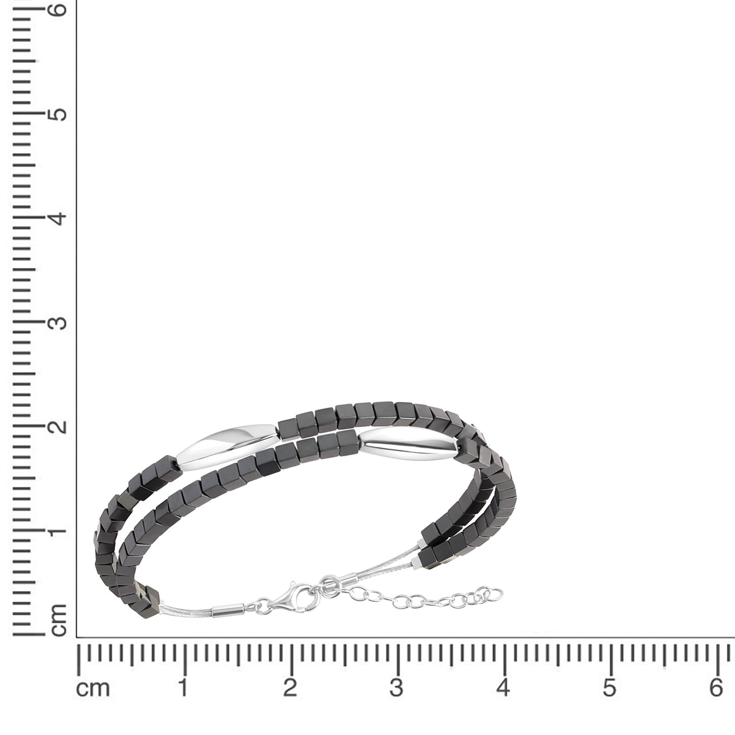 Armband Omegareif Edelstahl rhodiniert 20,5cm Hämatit