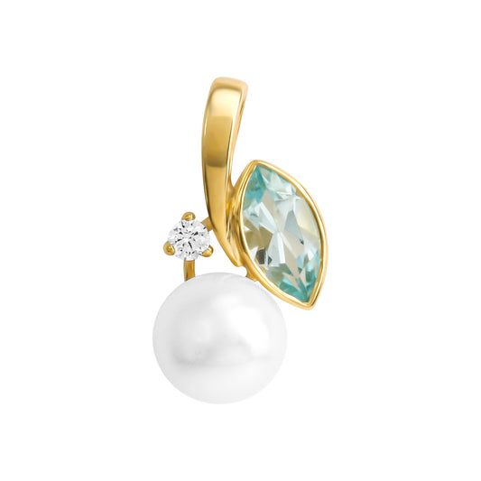 Anhänger 375/- Gold 1,7cm Blautopas beh.