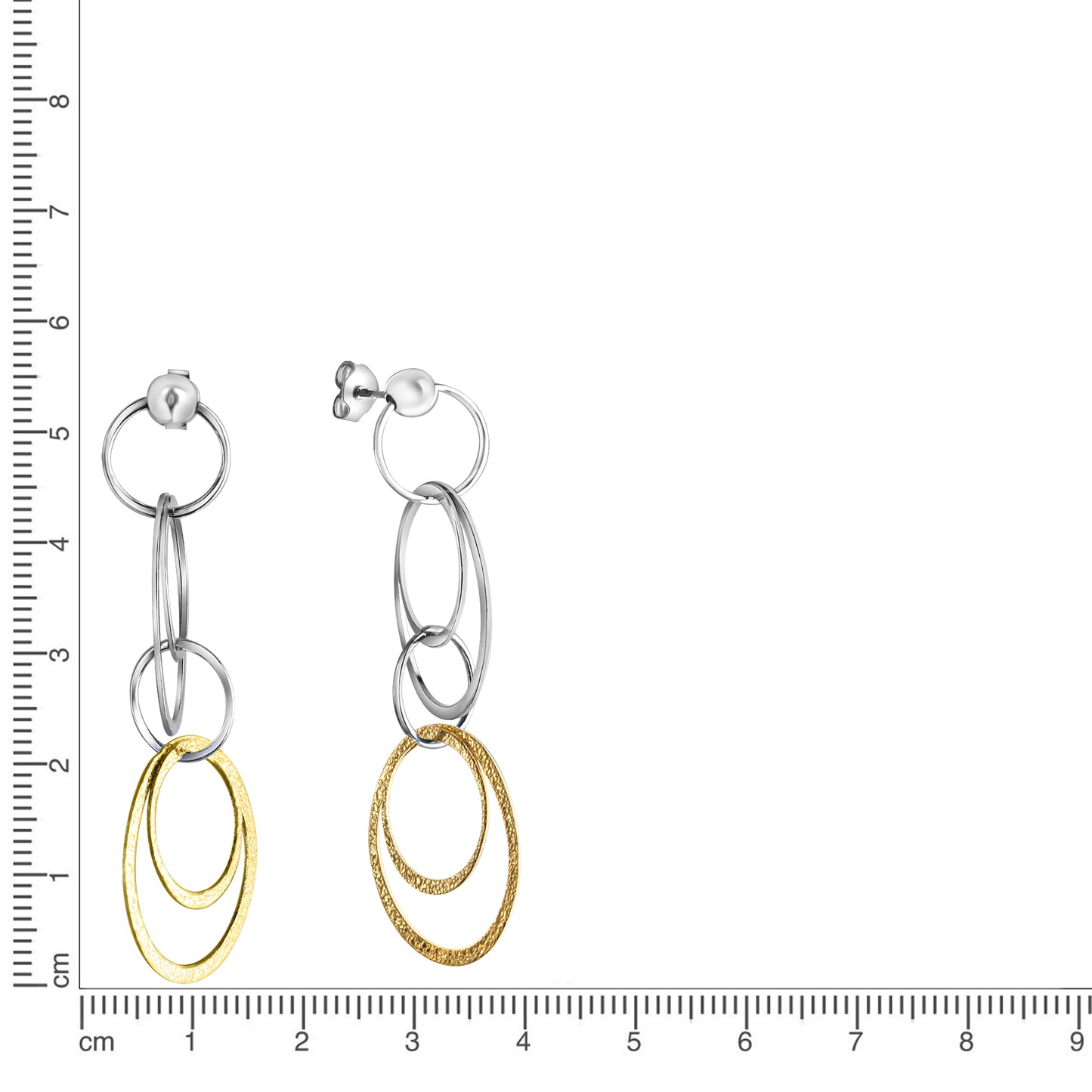 Ohrringe 925/- Sterling Silber vergoldet (teil) 6,0cm ohne