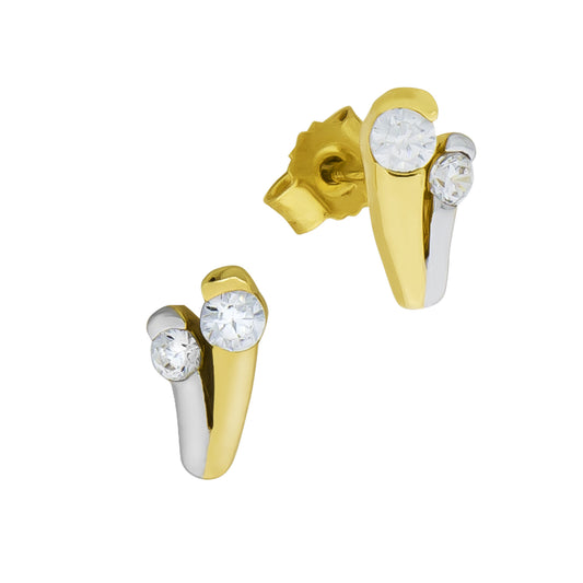 Ohrstecker 333/- Gold rhodiniert (teil) 0,9cm Zirkonia