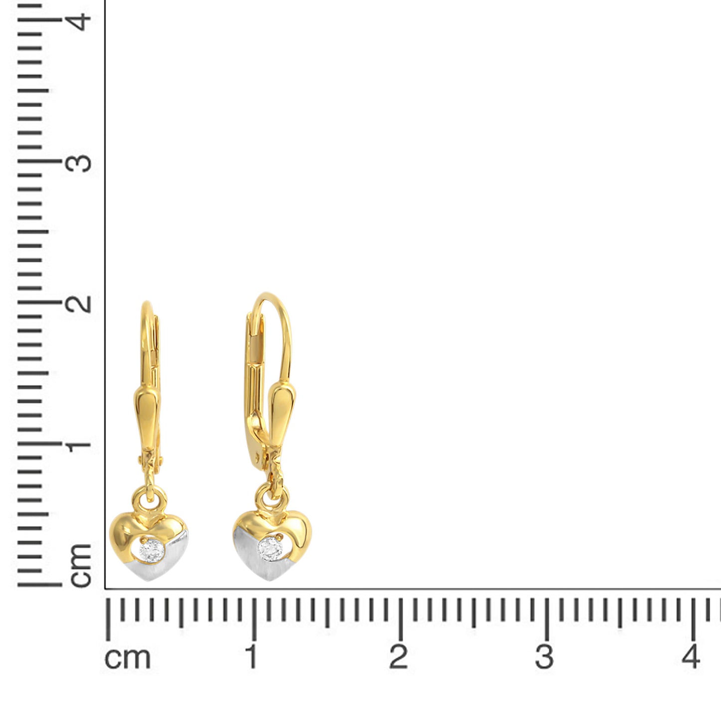 Ohrringe 333/- Gold rhodiniert (teil) 2,1cm Zirkonia