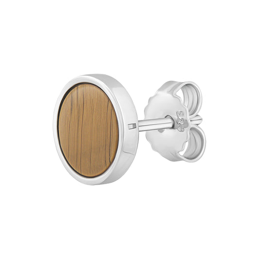 cai Single-Ohrstecker 925/- Sterling Silber rhodiniert 0,9cm Tigerauge