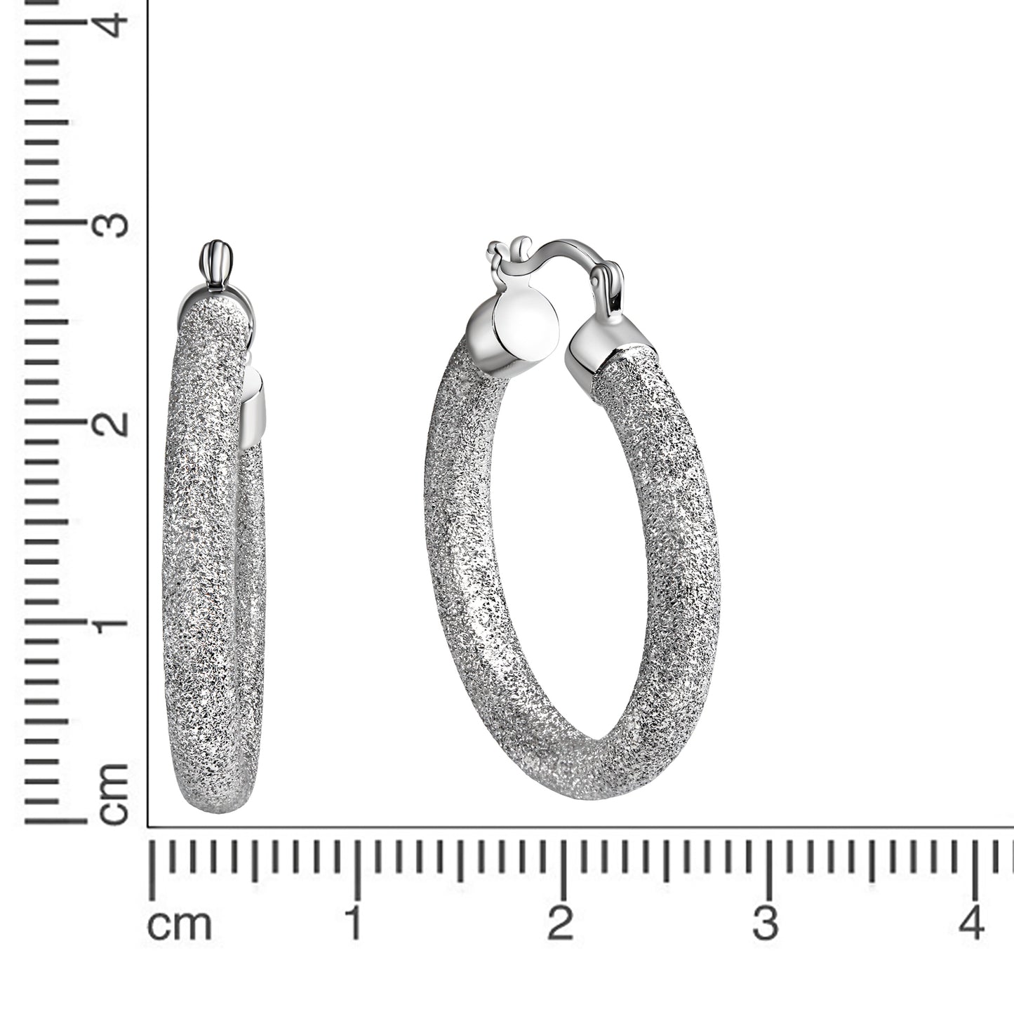 Creolen 925/- Sterling Silber rhodiniert 3cm ohne Stein
