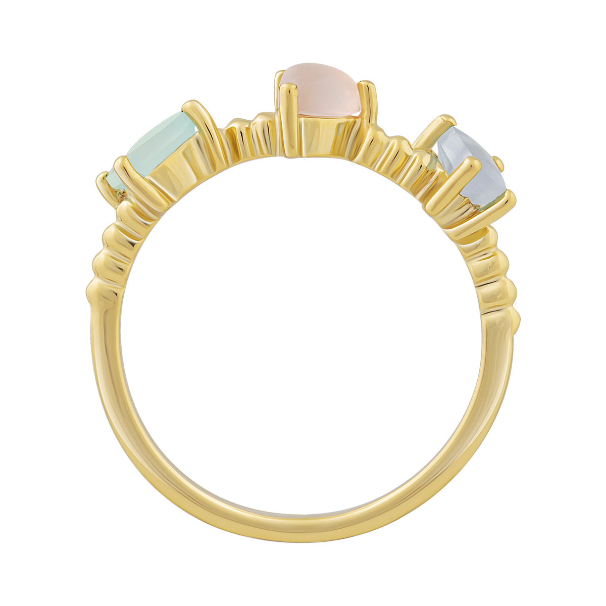 cai Ring 925/- Sterling Silber vergoldet Chalcedon