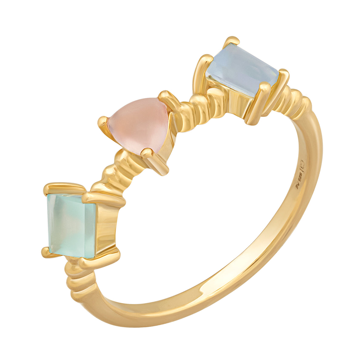 cai Ring 925/- Sterling Silber vergoldet Chalcedon