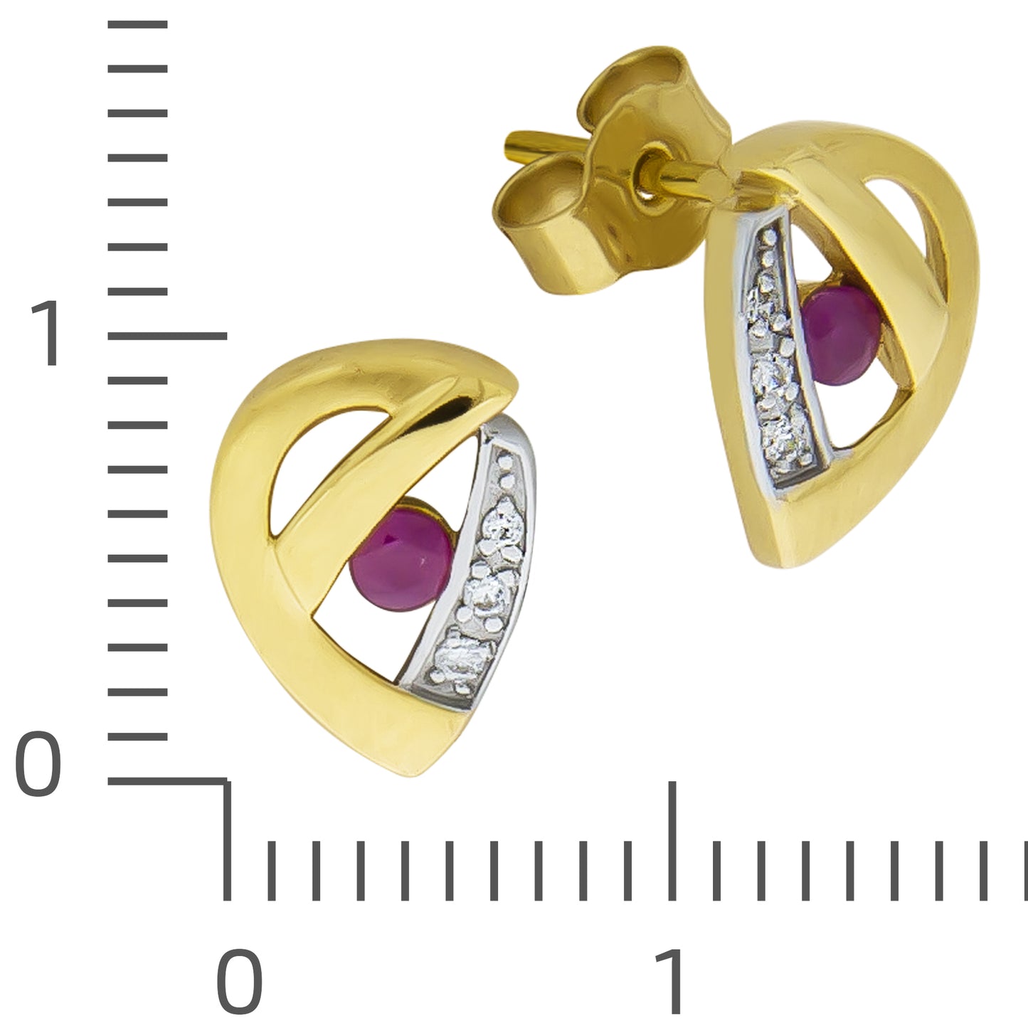 Ohrstecker 333/- Gold 1,0cm Rubin