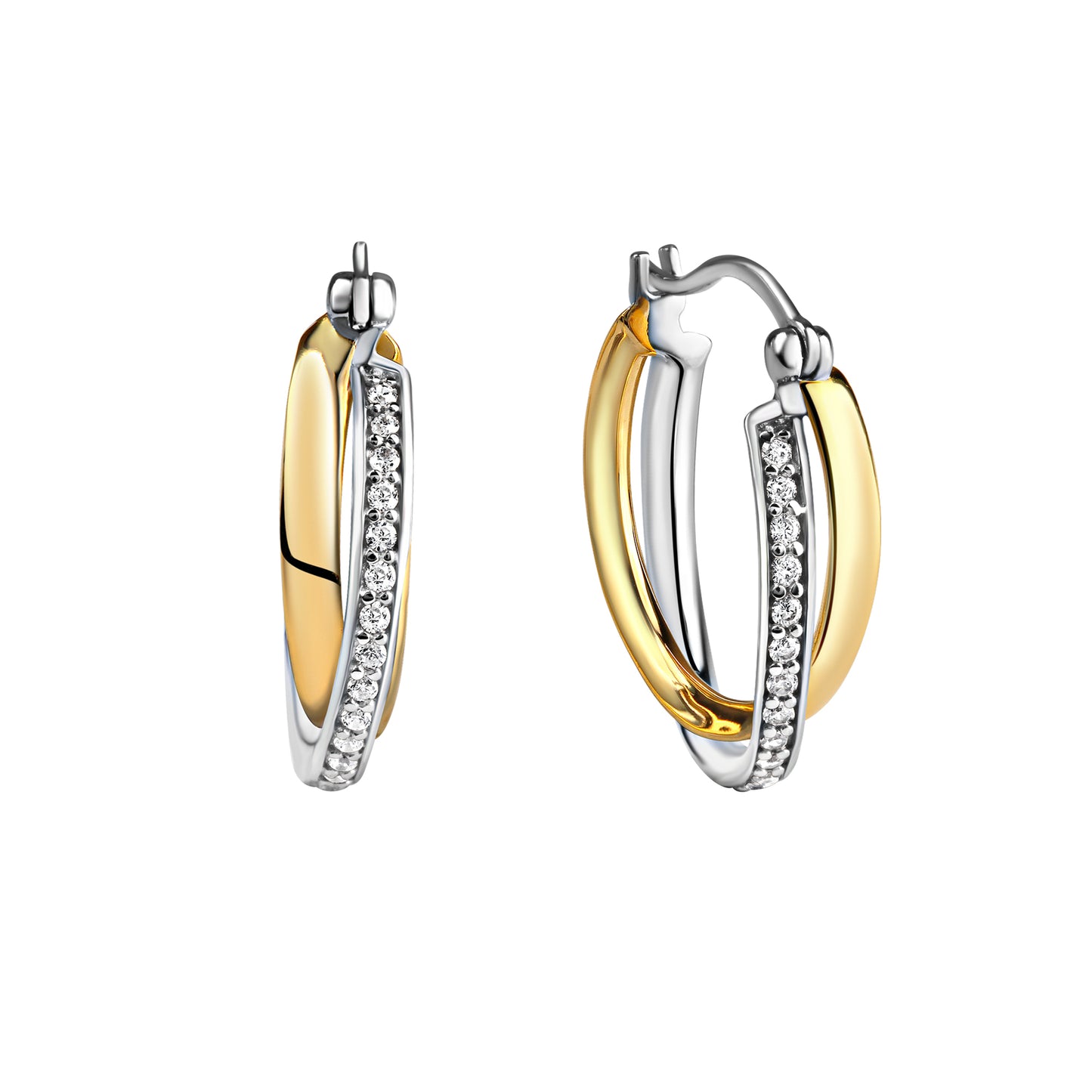 Ohrring 925/- Sterling Silber vergoldet (teil) 1,8cm Zirkonia