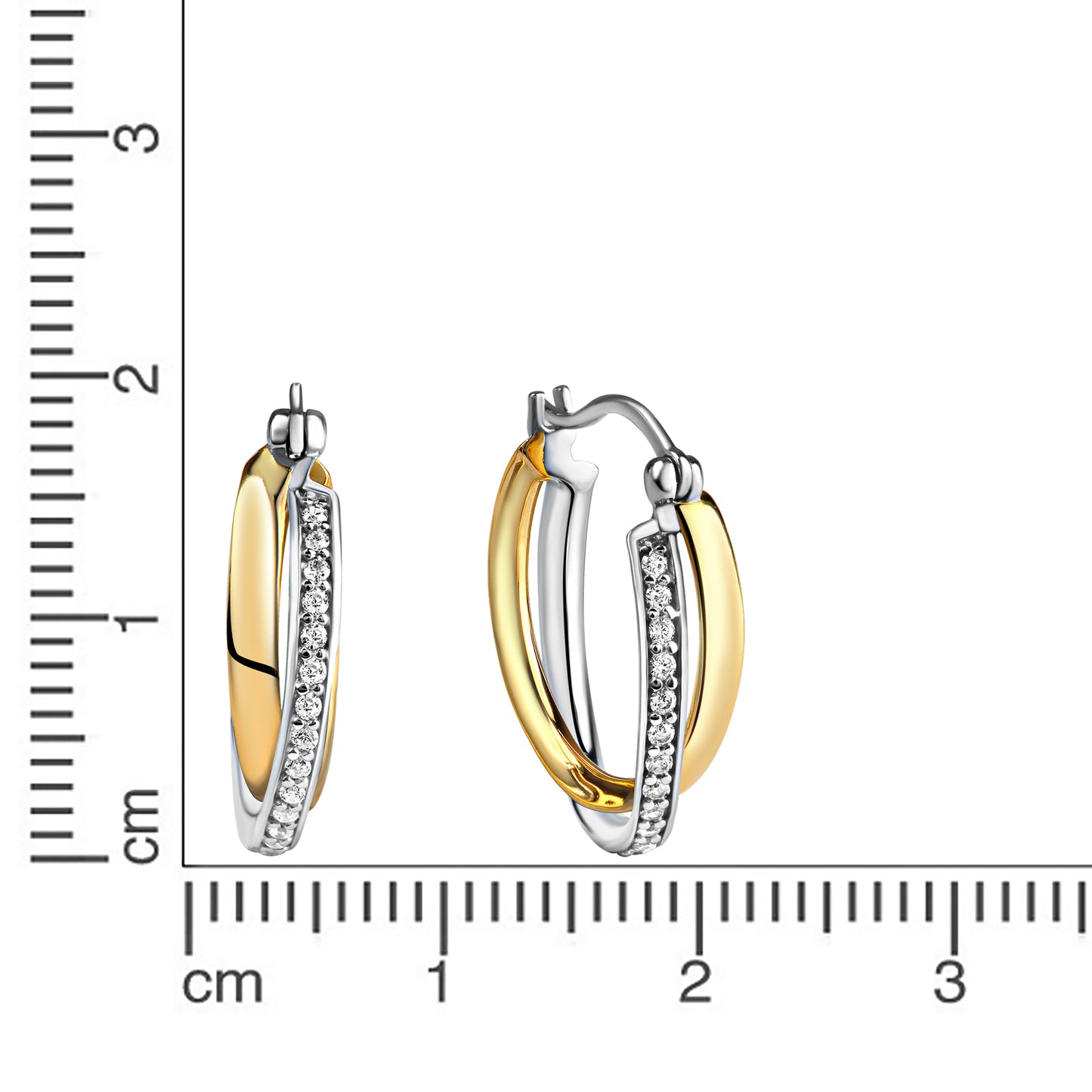 Ohrring 925/- Sterling Silber vergoldet (teil) 1,8cm Zirkonia