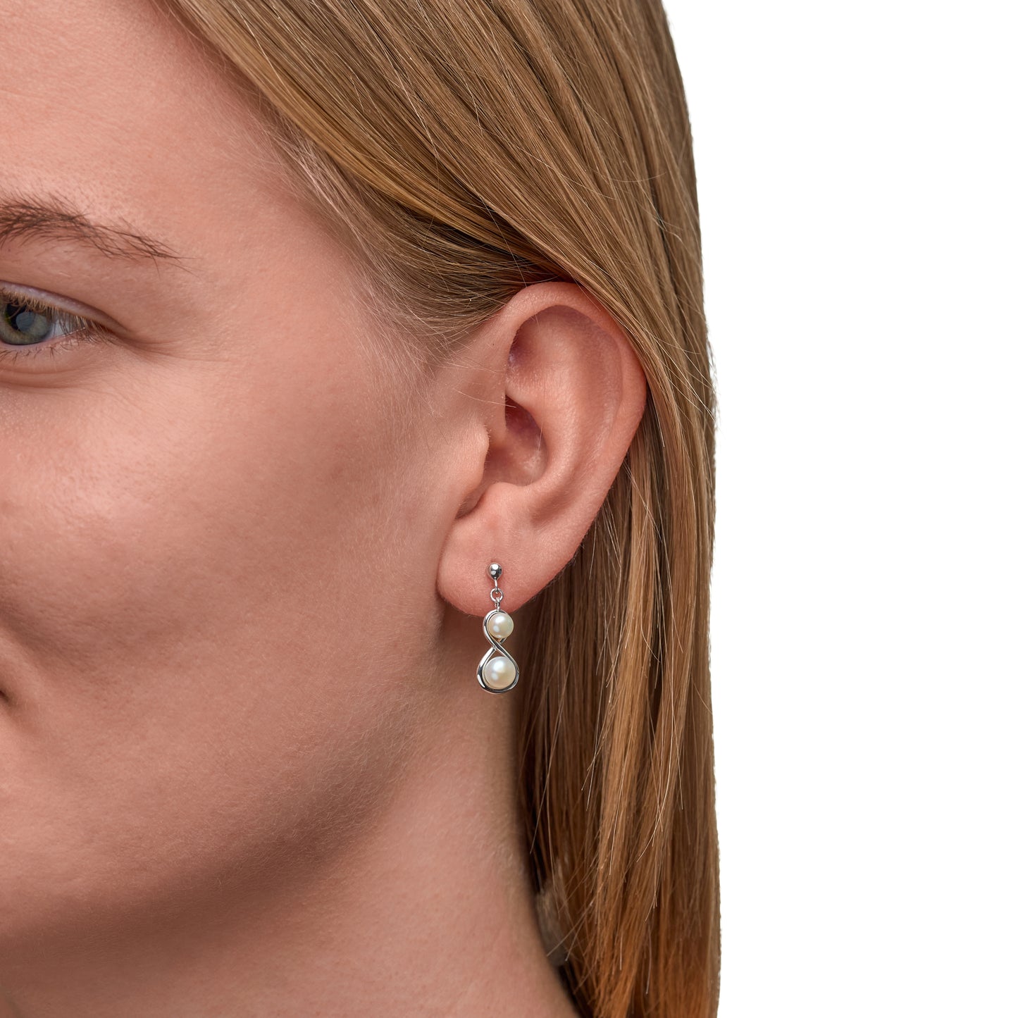 Ohrhänger 925/- Sterling Silber rhodiniert 2,15cm Süßwasserzuchtperle