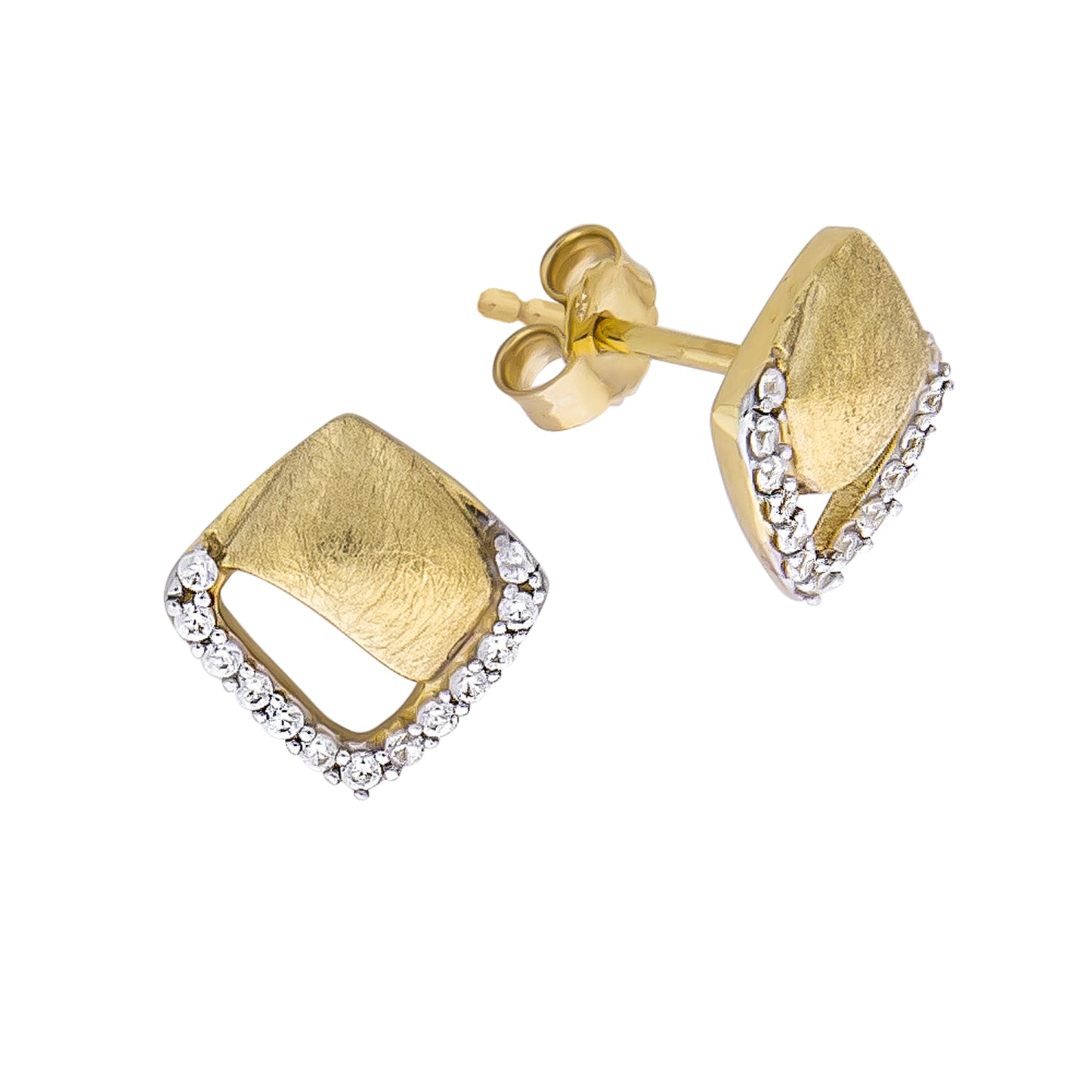 Ohrstecker 585/- Gold rhodiniert (teil) 1,0cm Zirkonia