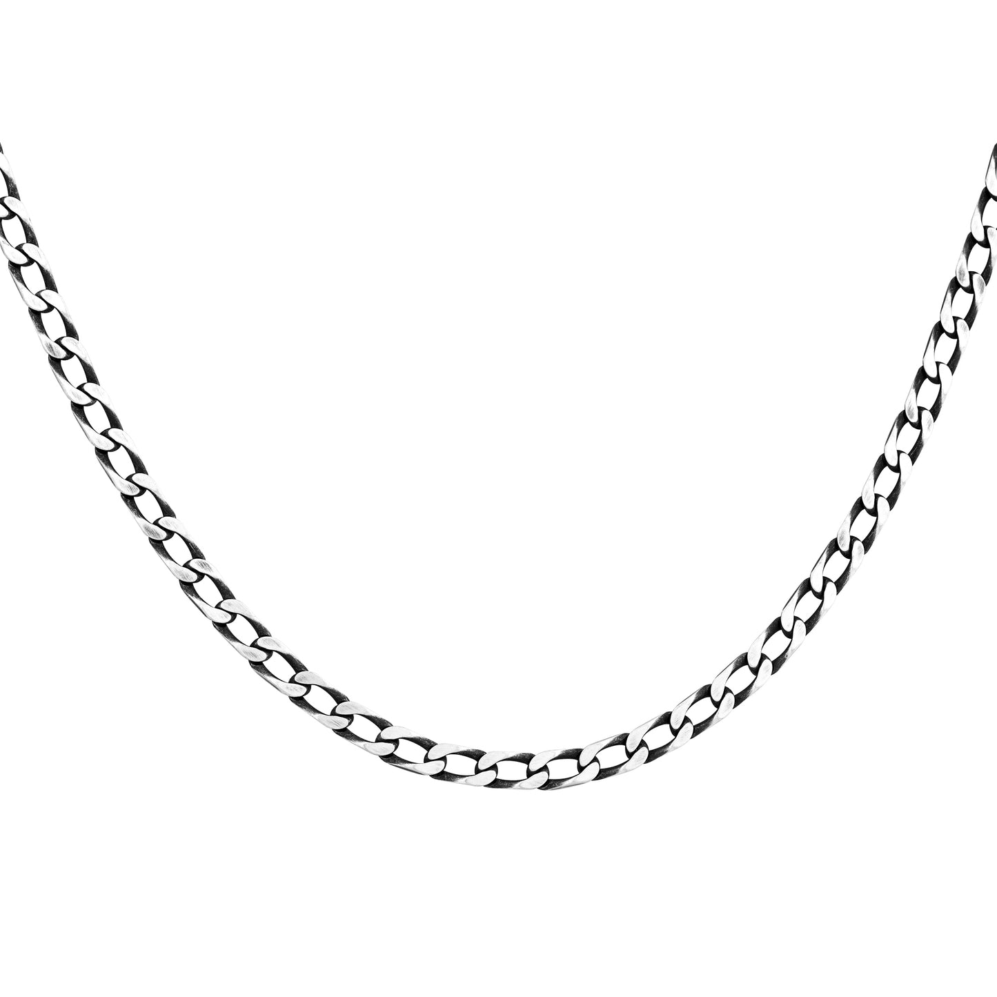 cai Kette 925 Sterling Silber oxidiert Lang Panzerkette Panzerkette 925/- Sterling Silber rhodiniert 50cm ohne Stein