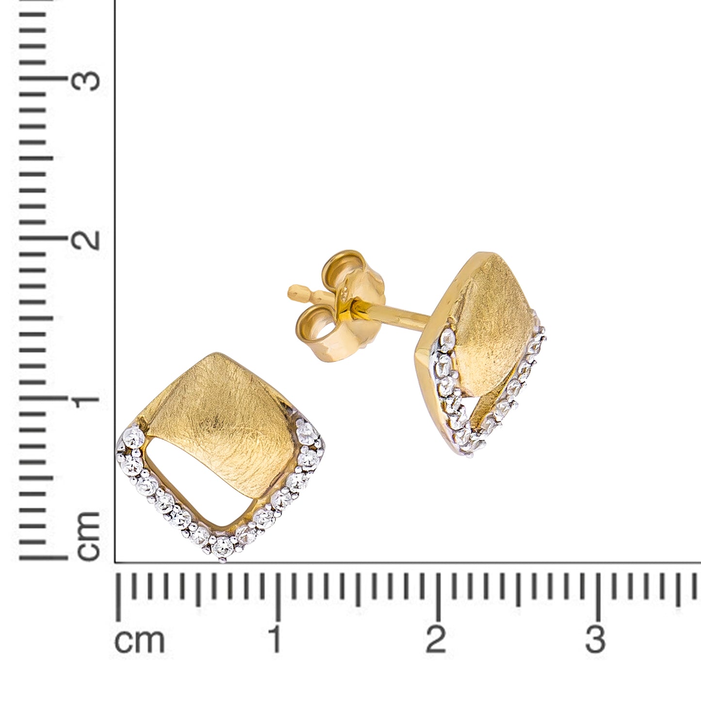 Ohrstecker 585/- Gold rhodiniert (teil) 1,0cm Zirkonia