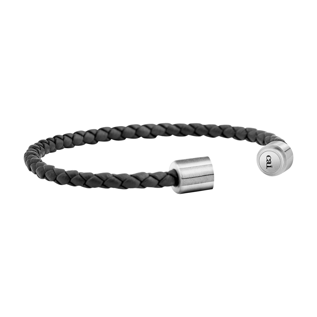 cai Armband Leder olivenblattgegerbt  schwarz Stahl Lederarmband Edelstahl 21cm