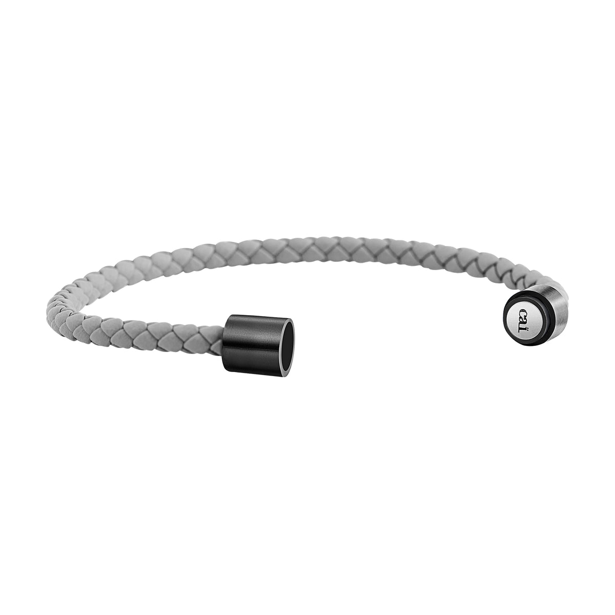 cai Armband Leder olivenblattgegerbt  grau schwarz Lederarmband Edelstahl rhodiniert 21cm