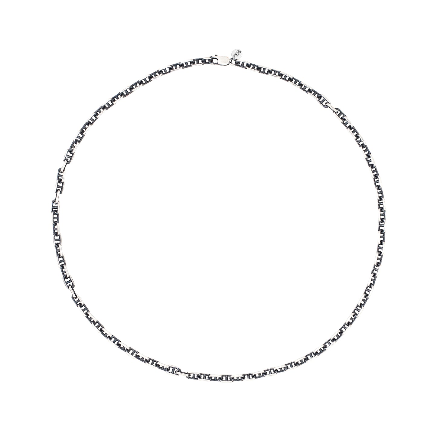 cai Kette 925 Sterling Silber oxidiert Steg-Anker Kette Panzerkette 925/- Sterling Silber rhodiniert 50cm ohne Stein