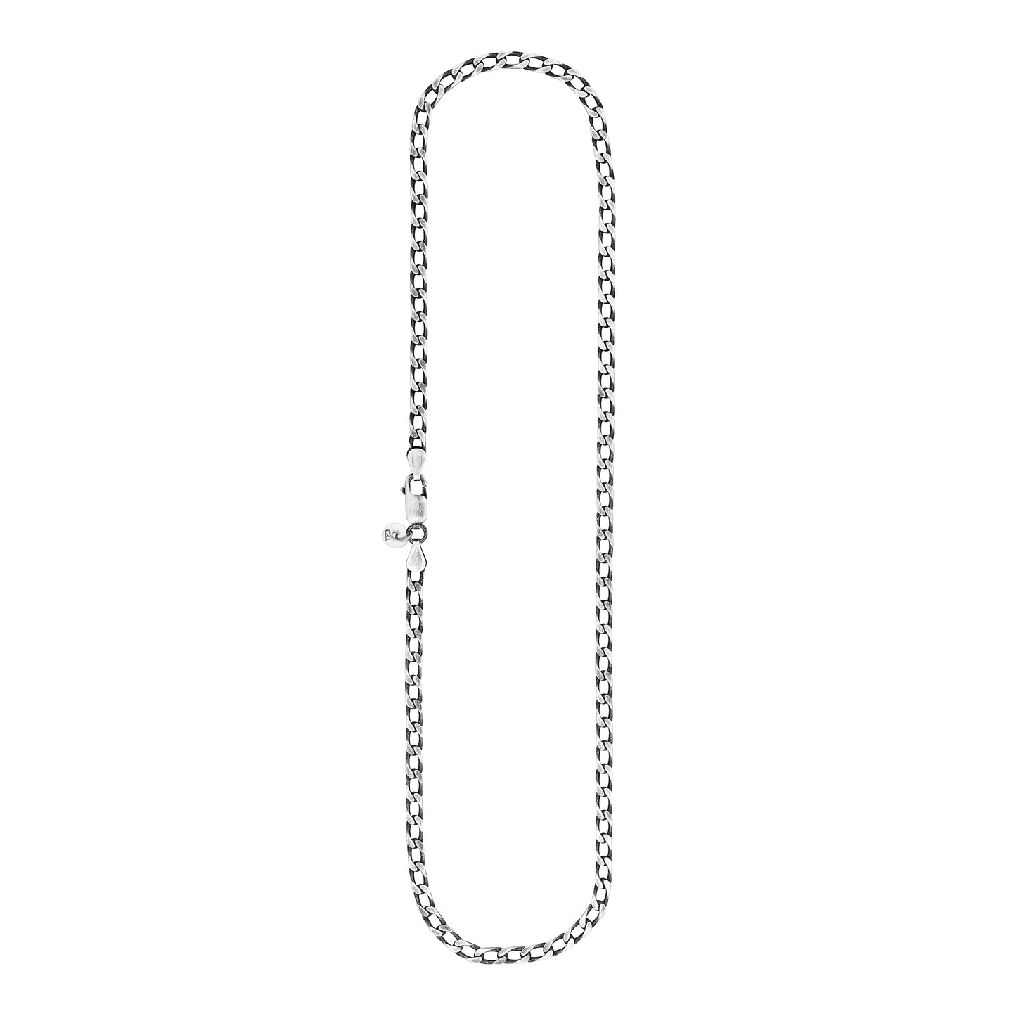 cai Kette 925 Sterling Silber oxidiert Lang Panzerkette Panzerkette 925/- Sterling Silber rhodiniert 50cm ohne Stein