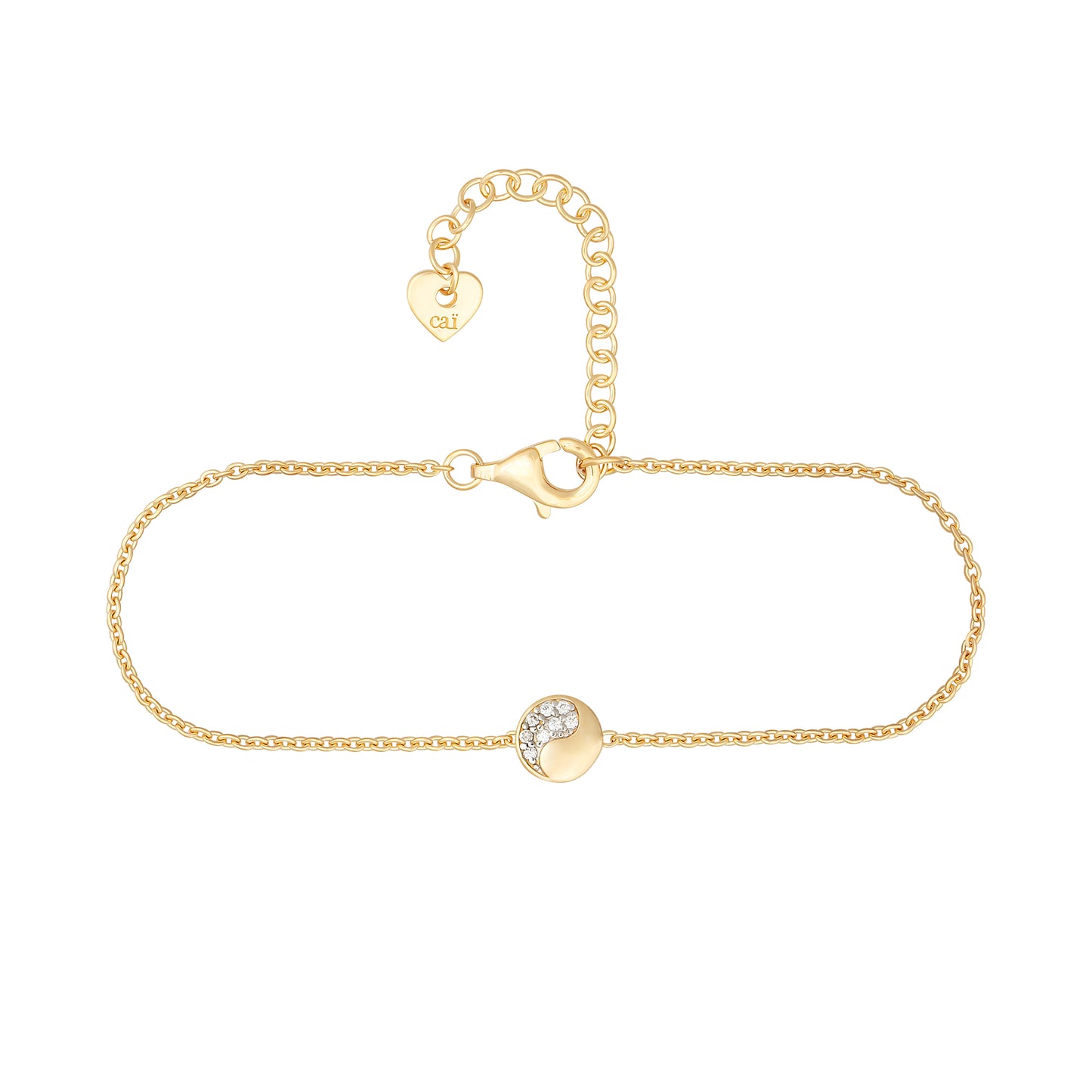 cai Armband Ankerkette 925/- Sterling Silber vergoldet 19,0cm Zirkonia