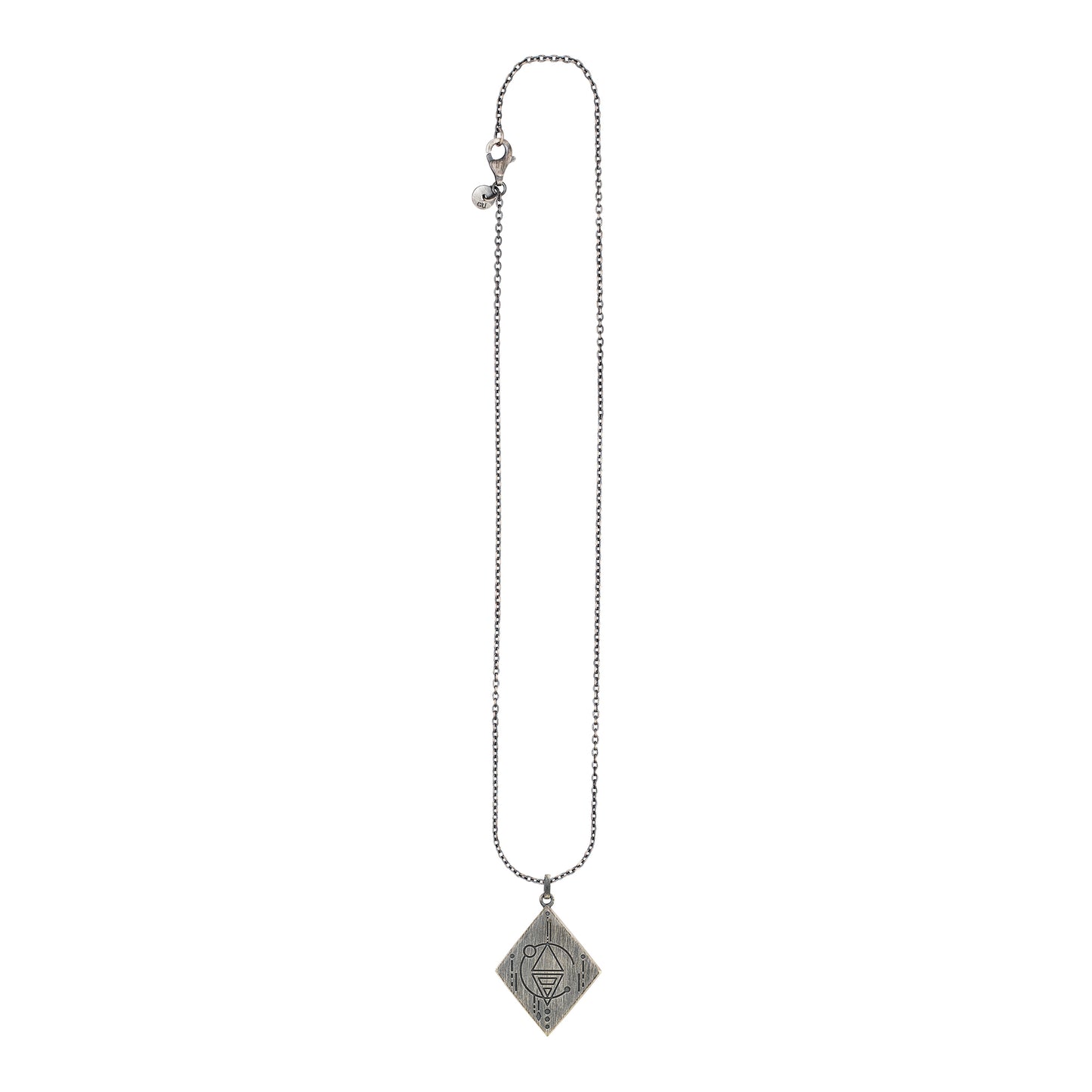 cai Anhänger mit Kette 925/- Silber matt oxidiert Tattoo Motiv 925/- Sterling Silber oxidiert 60cm ohne